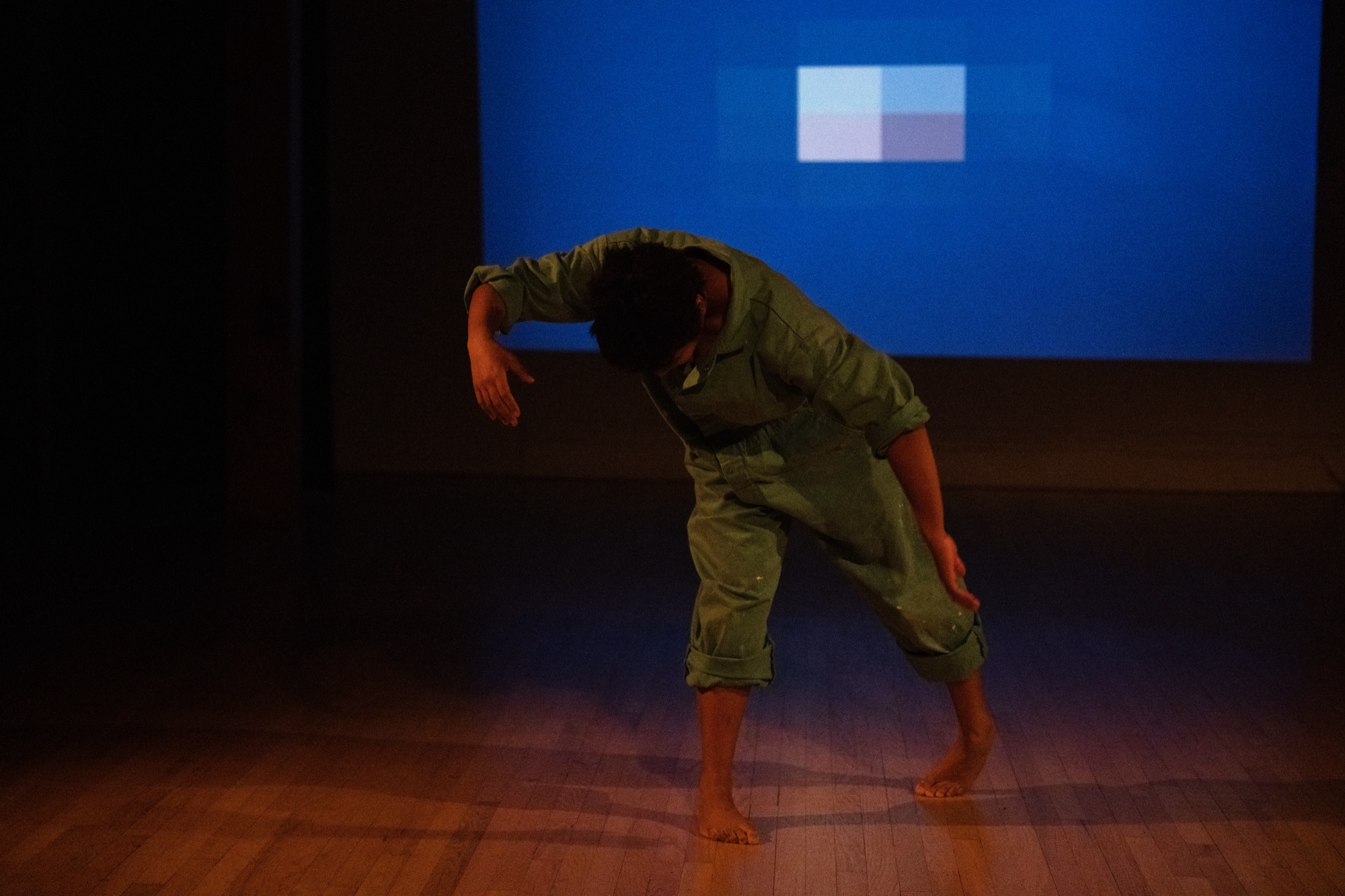 Photograph of Morgan Gregory from a BAX Space Grant residency rehearsal